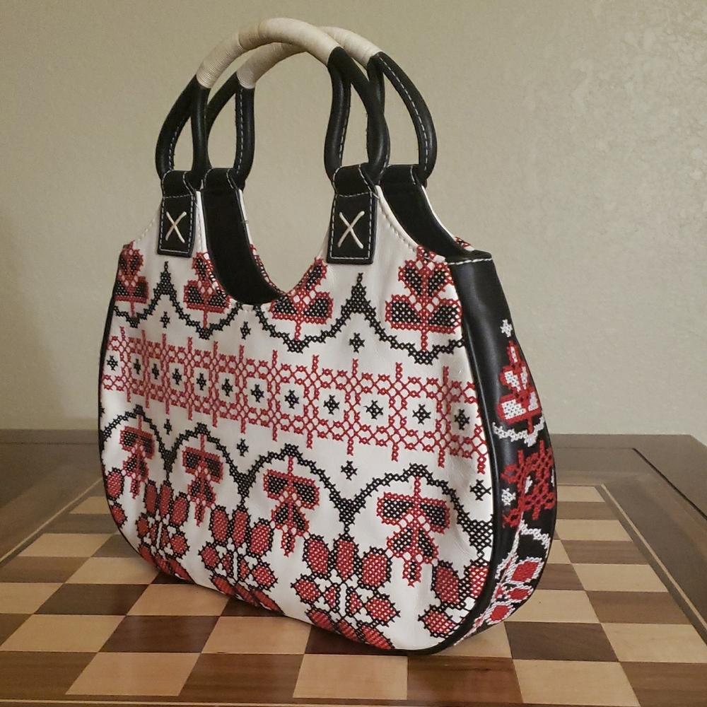 Rare Vintage Isabella Fiore Embroidered Leather Handbag - Picture 7 of 9